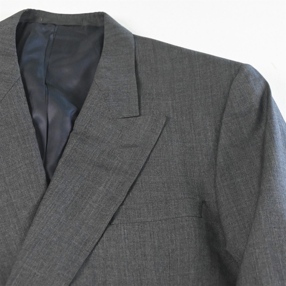Vtg USA Double Breasted 42L Gray Sharkskin Wool Blazer Suit Jacket Sport Coat - Picture 2 of 12